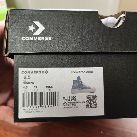 Converse Chuck Taylor Blue Shimmer Suede High Tops 6.5 NIB - Picture 7 of 8